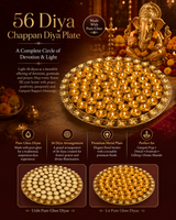 56 Diya Chappan Plate with pure ghee diyas lit for Ganpati puja